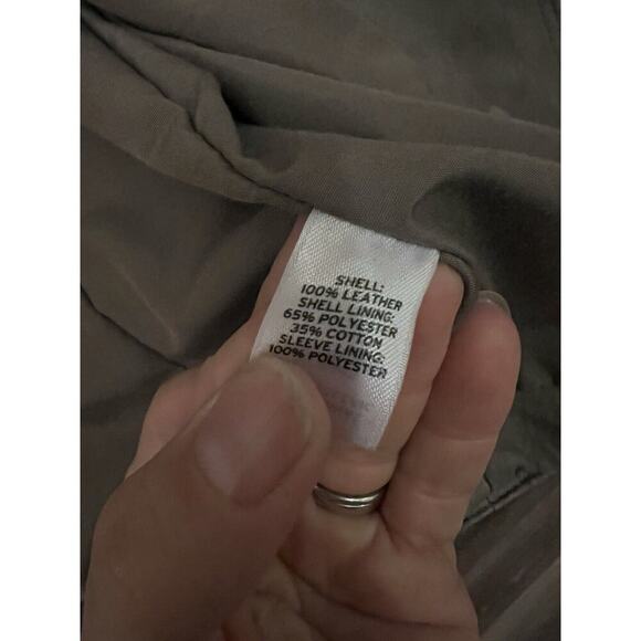 Hinge Gray Leather Full Zip Moto Jacket Small Short Grunge Fitted Biker - Picture 7 of 10